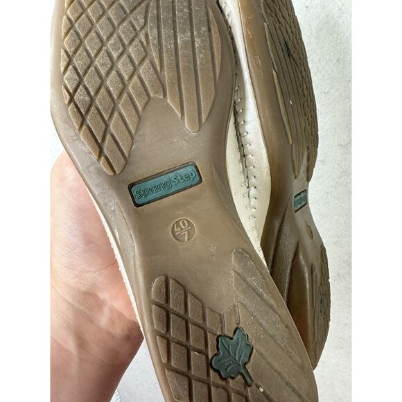 Spring Step Tan & Taupe Leather Shoes Women Size 40 / 7 Square‎ Toe - Picture 7 of 10